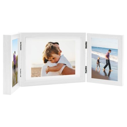 vidaXL fehér háromszárnyas fényképkeret 22x15 cm + 2x(10x15 cm) 