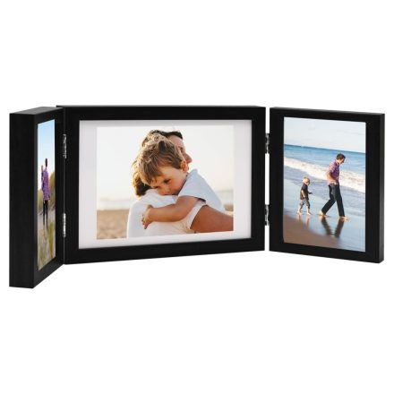 vidaXL fekete háromszárnyas fényképkeret 28x18 cm + 2x(13x18 cm)