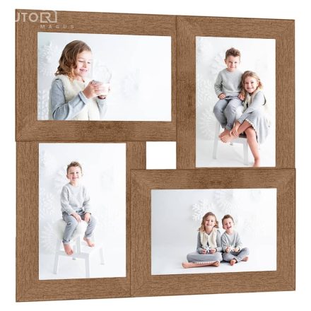 vidaXL világosbarna MDF fényképkeretszett 4 db 13 x 18 cm-es képhez