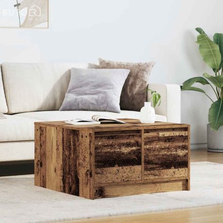 vidaXL antik fa dohányzóasztal fiókokkal 70,5x70x40 cm