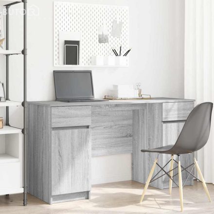 vidaXL Asztal fiókkal polcokkal Szürke sonoma 140 x 49 x 76 cm Faanyag