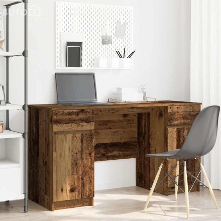 vidaXL Asztal fiókkal polcokkal Régi fa 140 x 49 x 76 cm Faanyag