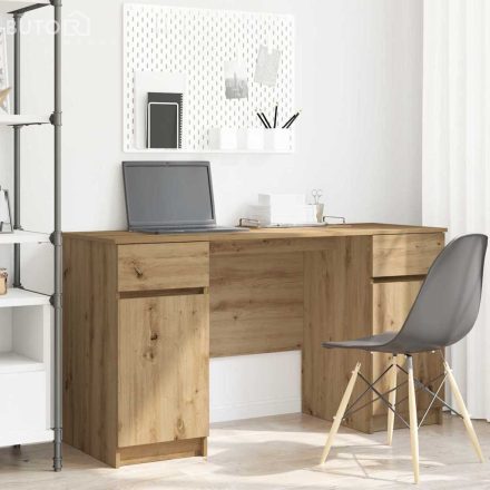 vidaXL Asztal fiókkal ajtóval kézműves tölgy 140 x 49 x 76 cm Faanyag
