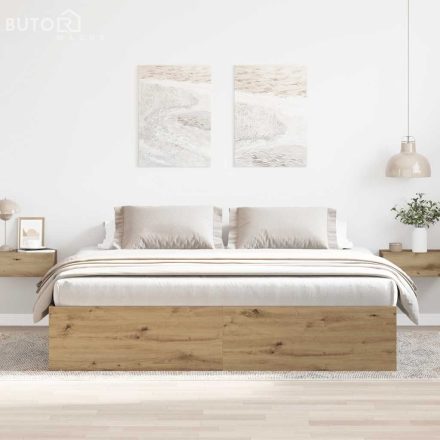 vidaXL kézműves tölgy szerelt fa ágykeret matrac nélkül 180x200 cm