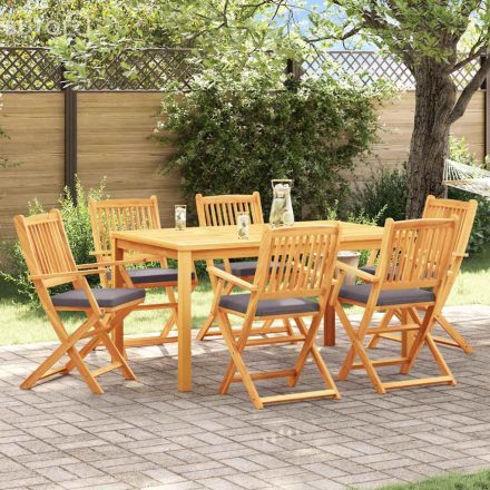 vidaXL Összecsukható szék 6 pcs Szürke 49 x 57.5 x 92cm Tömör akácfa