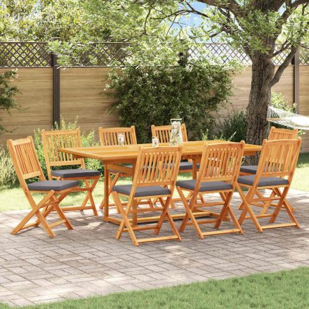 vidaXL Összecsukható szék 8 pcs Szürke 49 x 57.5 x 92cm Tömör akácfa