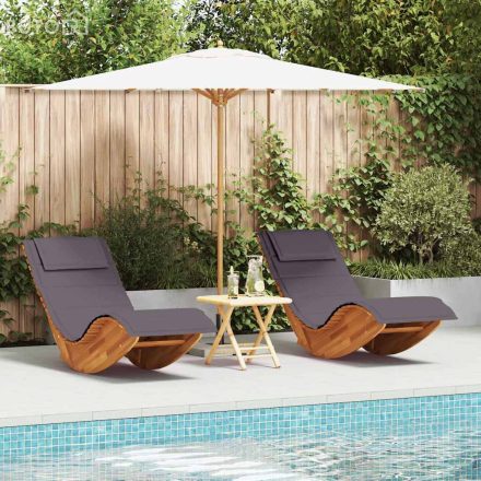 vidaXL Napozó párnával 2 pcs Barna 60 x 154 x 74cm Tömör akácfa