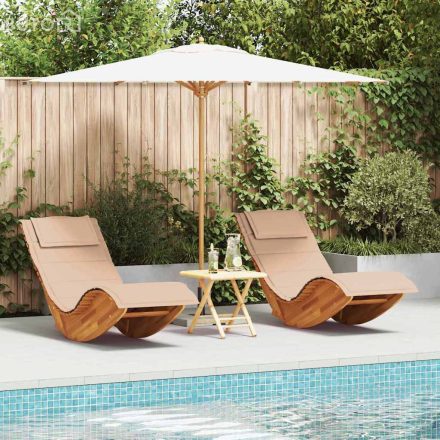 vidaXL Napozó párnával 2 pcs Barna 60 x 154 x 74cm Tömör akácfa