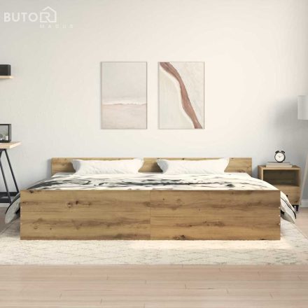 vidaXL Ágykeret Artisan Tölgy 200x200 cm Műgyanta