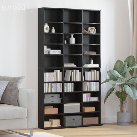 vidaXL CD Szekrény Fekete Tölgy 101x23x177,5 cm Mérnöki Fa