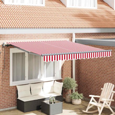 vidaXL Behúzható napellenző Piros és fehér 300 x 250 cm szövet