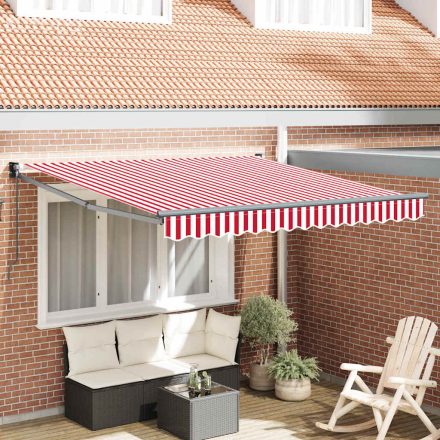 vidaXL Behúzható napellenző Striped Piros és fehér csíkos 300 x 250 cm