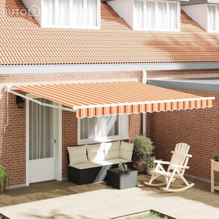 vidaXL Behúzható napellenző sárga és narancssárga 400 × 300 cm