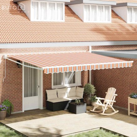 vidaXL Manuális Behúzható Napellenző Színes Csíkkal 450x300 cm
