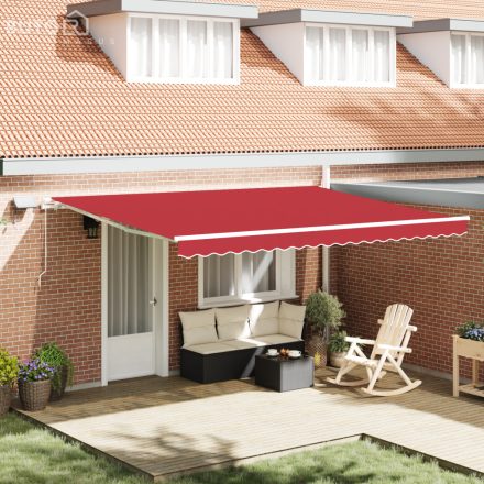 vidaXL Manuális Behúzható Napellenző LED-del Piros 450x300 cm