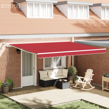 vidaXL Automatikus Behúzható Napellenző LED-del Piros 450x300 cm