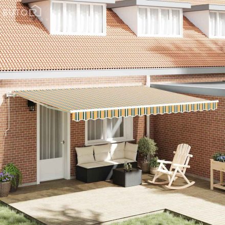 vidaXL Behúzható napellenző Zöld és sárga 450 × 300 cm Zöld és sárga