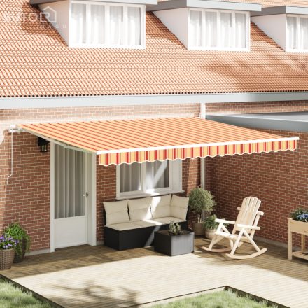vidaXL Kézi Behúzható Napellenző Sárga és Narancs 450x350 cm