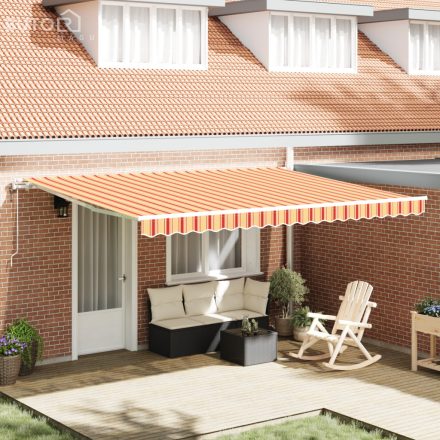 vidaXL Automatikus Behúzható Napernyő Sárga és Narancs 450x350 cm