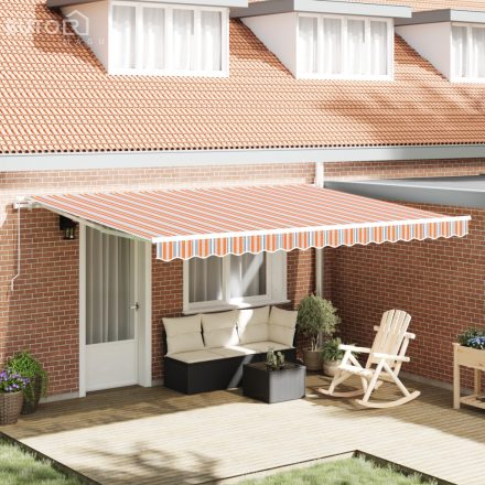 vidaXL Kézi Behúzható Napellenző Multicolor Csík 450x350 cm