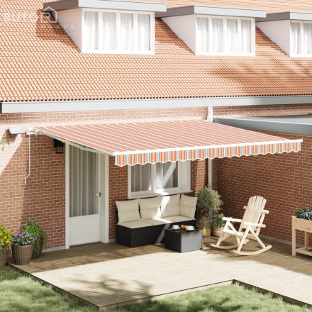 vidaXL Kézi behúzható napellenző LED több színű csíkkal 450x350 cm