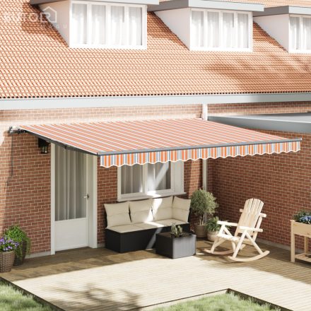 vidaXL Kézi Behúzható Napellenző Multicolor Csík 450x350 cm