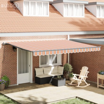 vidaXL Automatikus Behúzható Napellenző Csíkos 450x350 cm