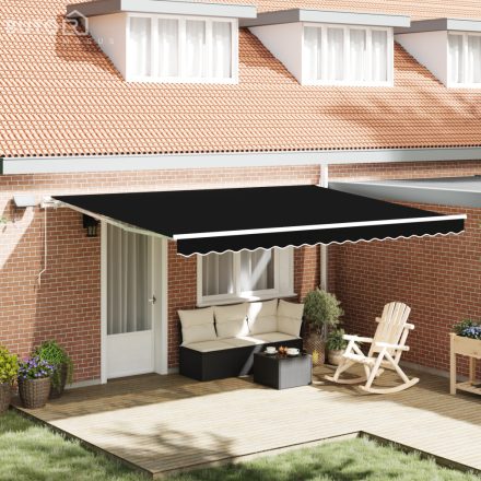 vidaXL Kézi Behúzható Napellenző LED-del Fekete 450x350 cm