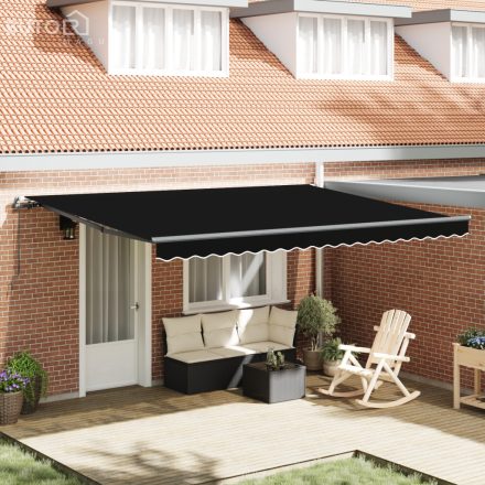vidaXL Kézi Behúzható Napernyő Fekete 450 x 350 cm