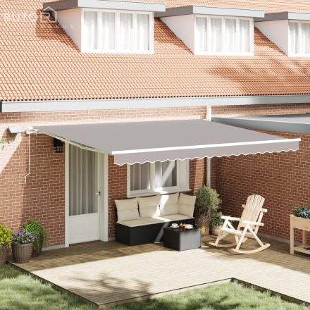 vidaXL Manuális Behúzható Napellenző LED Fénnyel Világosszürke 450x350 cm