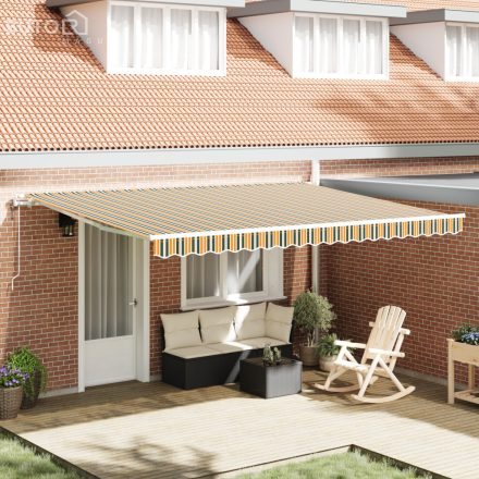 vidaXL Automatikus Behúzható Napellenző Zöld és Sárga 450x350 cm