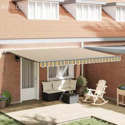 vidaXL Behúzható napellenző Zöld és sárga 450 × 350 cm