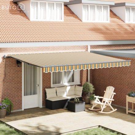 vidaXL Behúzható napellenző Zöld és sárga 450 × 350 cm szövet