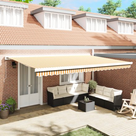 vidaXL Manuális Behúzható Napellenző Narancs és Fehér 500x300 cm