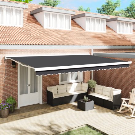 vidaXL Automatikus Behúzható Napellenző Antracit 500x300 cm