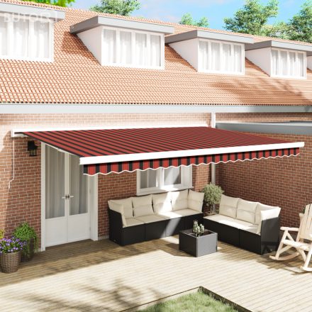 vidaXL Manuális behúzható napellenző narancssárga és barna, 500x300 cm