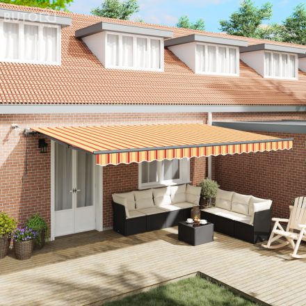 vidaXL Automatikus Behúzható Napellenző LED Sárga és Narancs 500x300 cm
