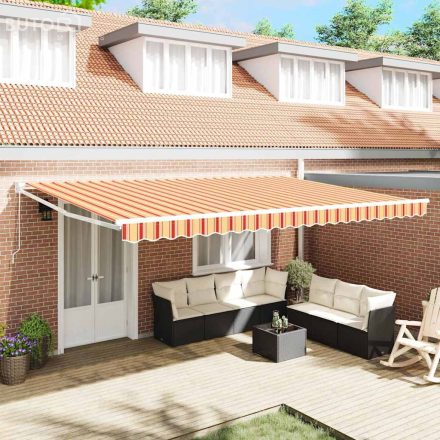 vidaXL Behúzható napellenző Sárga, Narancs 500 × 300 cm Szövet, Fém