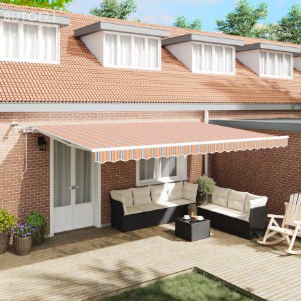 vidaXL automatikus behúzható napellenző LED színes csíkkal 500x300 cm
