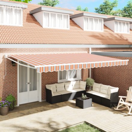 vidaXL Manuális Behúzható Napellenző Csíkos 500x300 cm