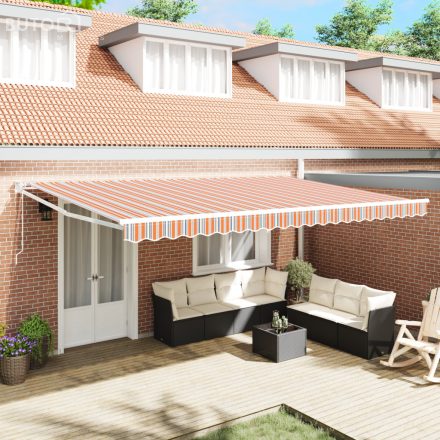 vidaXL Automatikus Behúzható Napellenző Multicolor Csíkos 500x300 cm