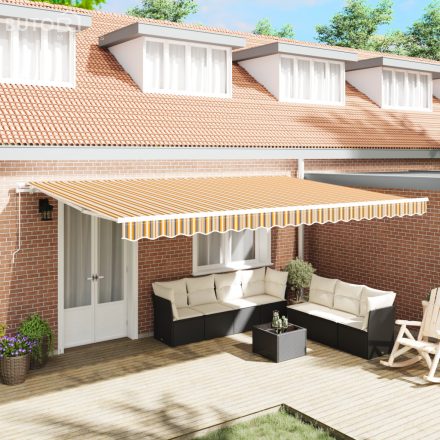 vidaXL Kézi Behúzható Napellenző Többszínű Csík 500x300 cm