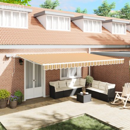 vidaXL Manuális Behúzható Napellenző LED Többszínű Csíkkal 500x300 cm