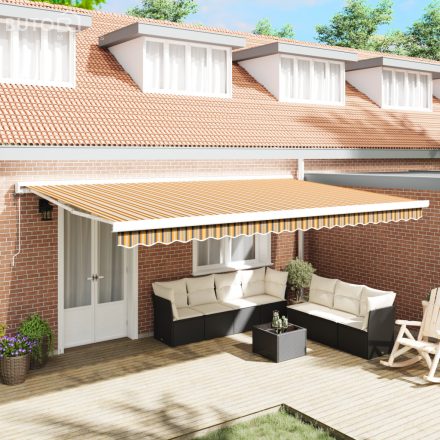 vidaXL Automatikus Behúzható Napernyő Csíkos 500x300 cm