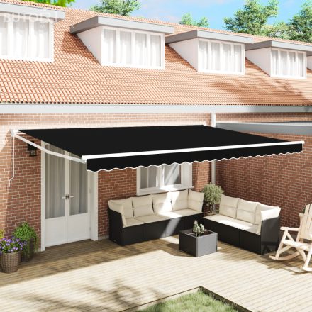 vidaXL Manuális Behúzható Napellenző Fekete 500x300 cm