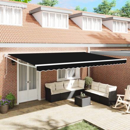 vidaXL Automatikus Behúzható Napellenző Fekete 500x300 cm