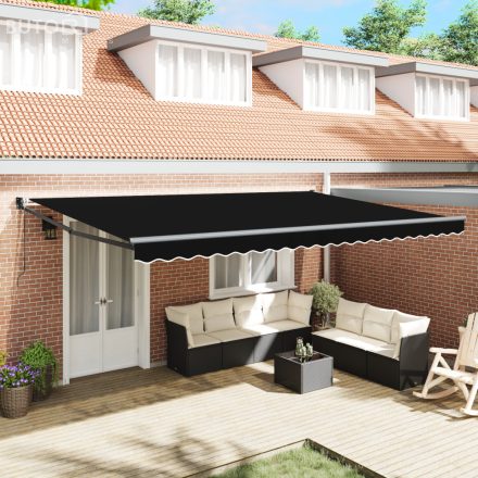 vidaXL Automatikus Behúzható Napellenző Fekete 500x300 cm