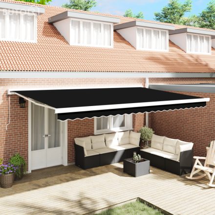 vidaXL Automatikus Behúzható Napellenző Fekete 500x300 cm