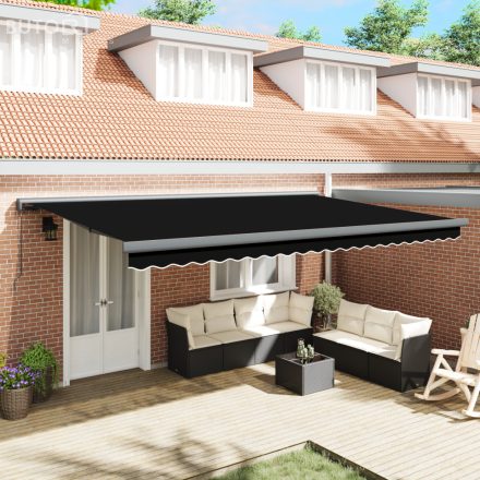 vidaXL Manuális Behúzható Napellenző Fekete 500x300 cm