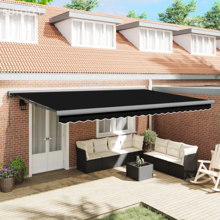 vidaXL Automatikus Behúzható Napellenző Fekete 500x300 cm